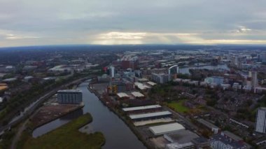 İngiltere 'deki Manchester şehrinin hava görüntüsü