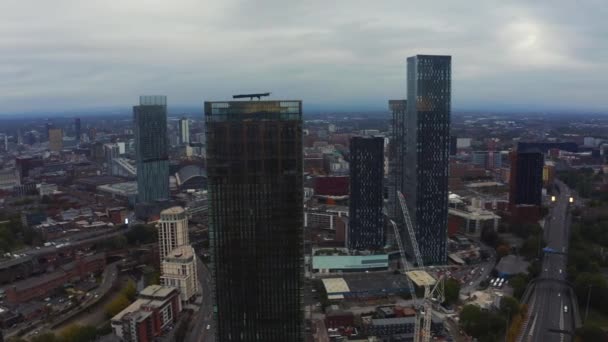 Vista aérea da cidade de Manchester no Reino Unido — Vídeo de Stock