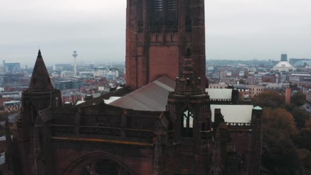Αεροφωτογραφία του καθεδρικού ναού του Λίβερπουλ ή του καθεδρικού ναού του Χριστού — Αρχείο Βίντεο