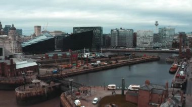 Birleşik Krallık 'ta Liverpool şehrinin hava görüntüsü.