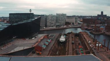 Birleşik Krallık 'ta Liverpool şehrinin hava görüntüsü.