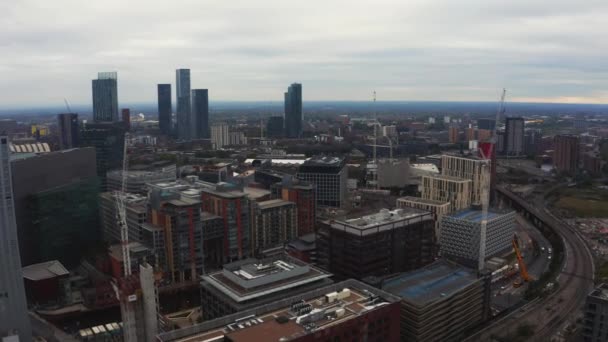 Вид з повітря на місто Манчестер у Великій Британії — стокове відео