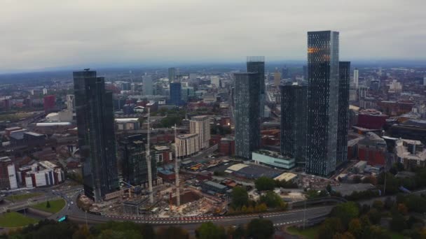 Luftaufnahme von Manchester City in Großbritannien — Stockvideo