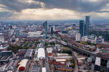 İngiltere 'deki Manchester şehrinin hava görüntüsü