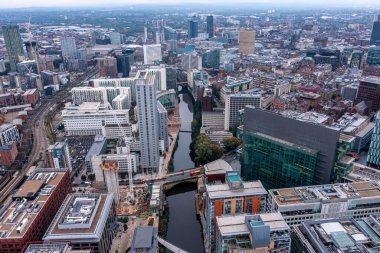 İngiltere 'deki Manchester şehrinin hava görüntüsü