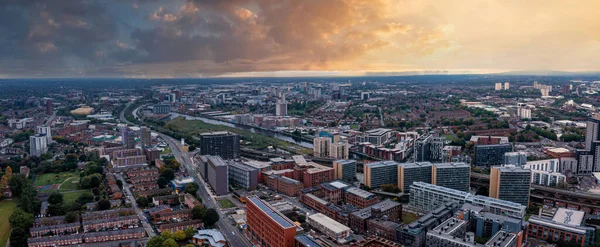 Légi kilátás Manchester város Angliában — Stock Fotó