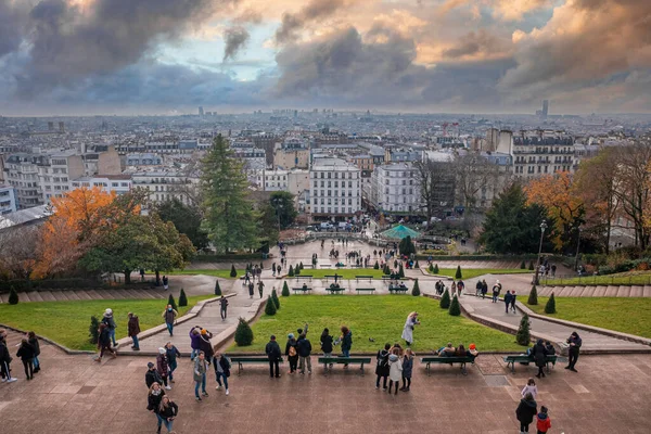 Aerial View Paris City Montmartre District — Stockfoto
