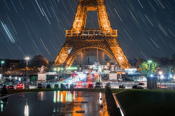 Prachtig Uitzicht Beroemde Eiffeltoren Parijs Nachts Beste Bestemmingen Europa Parijs — Stockfoto