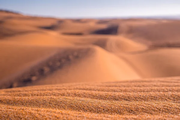 Vista Panoramica Dune Sabbia Lucida Paesaggio Una Luminosa Giornata Sole — Foto Stock