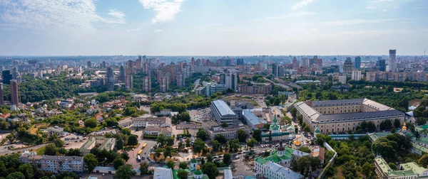 Magical aerial view of the Kiev Pechersk Lavra near the Motherland Monument. — Fotografia de Stock