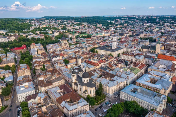 Beautiful aerial view of the Lviv city, historical city center, Ukraine — стоковое фото