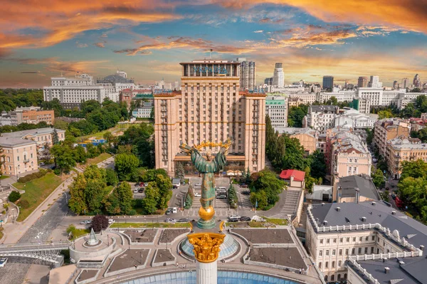 Αεροφωτογραφία του Κίεβο Ουκρανία πάνω Maidan Nezalezhnosti Μνημείο Ανεξαρτησίας. — Φωτογραφία Αρχείου