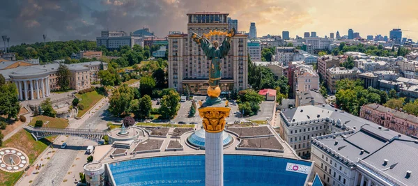 Αεροφωτογραφία του Κίεβο Ουκρανία πάνω Maidan Nezalezhnosti Μνημείο Ανεξαρτησίας. — Φωτογραφία Αρχείου