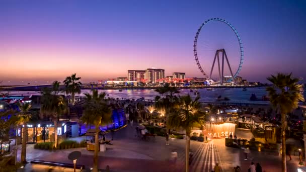 Timelapse van het prachtige Dubai oog of Ain Dubai op het Jumeirah strand — Stockvideo
