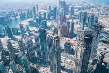 İnanılmaz Dubai gökyüzü manzarası, BAE.