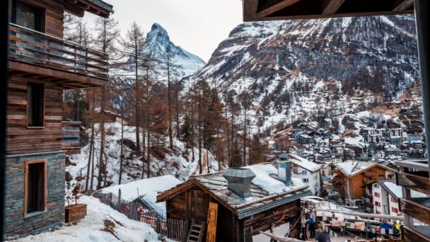 Video Časová Prodleva Velmi Krásná Příroda Hory Matterhorn Švýcarsko Alpy — Stock video