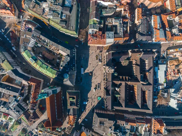 München Légi Panoráma Építészet Bajorország Németország Frauenkirche Marienplatz Városháza — Stock Fotó