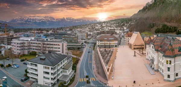 Luchtfoto Van Vaduz Hoofdstad Van Liechtenstein Mooie Stad Liechtenstein — Stockfoto