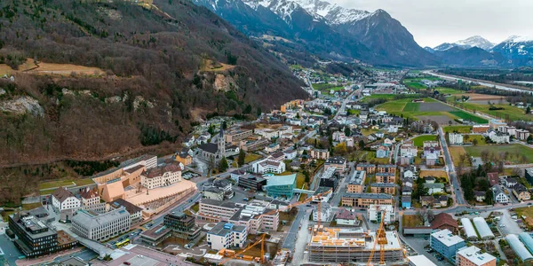 Luchtfoto Van Vaduz Hoofdstad Van Liechtenstein Mooie Stad Liechtenstein — Stockfoto