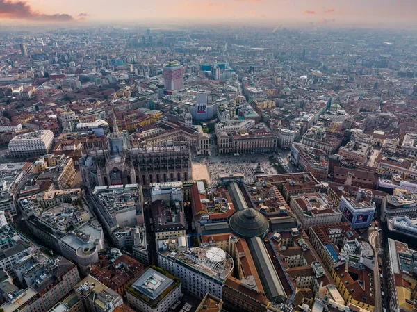 Veduta Aerea Piazza Duomo Fronte Alla Cattedrale Gotica Nel Centro — Foto Stock