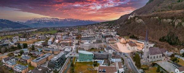 Luchtfoto Van Vaduz Hoofdstad Van Liechtenstein Mooie Stad Liechtenstein — Stockfoto