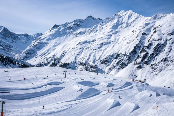 Anton Arlberg Marzo 2022 Vista Ángulo Alto Skilift Arrastre Paisaje — Foto de Stock