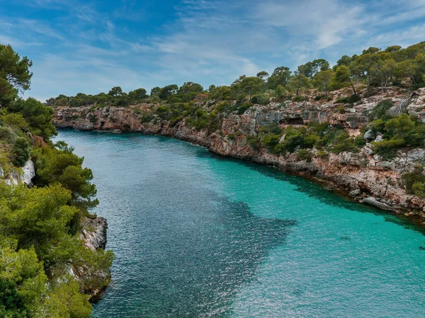 西班牙Mallorca的Calo Des Moro的空中景观 马略卡岛最美丽的海滩之一 — 图库照片