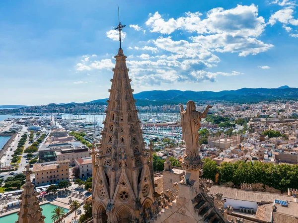 Aerial View Seu Gothic Medieval Cathedral Palma Mallorca Spain — Foto de Stock