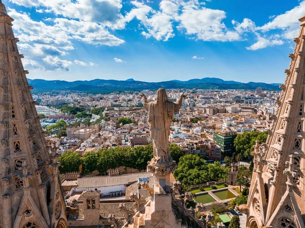 La Seu 'nun havadan görünüşü, İspanya' daki Palma de Mallorca 'nın ortaçağ katedrali