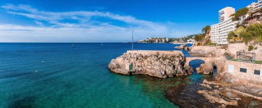 Aerial view of the capital of Mallorca - Palma de Mallorca in Spain. A touristic city by the sea.