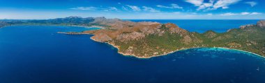Aerial panoramic view of the beautiful cliffs in Mallorca, Spain.