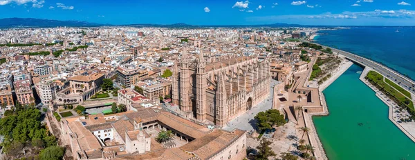 Aerial View Seu Gothic Medieval Cathedral Palma Mallorca Spain — Stock Photo, Image