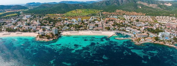 Aerial Drone Top Photo Small Emerald Sea Tropical Port Anchored — Photo