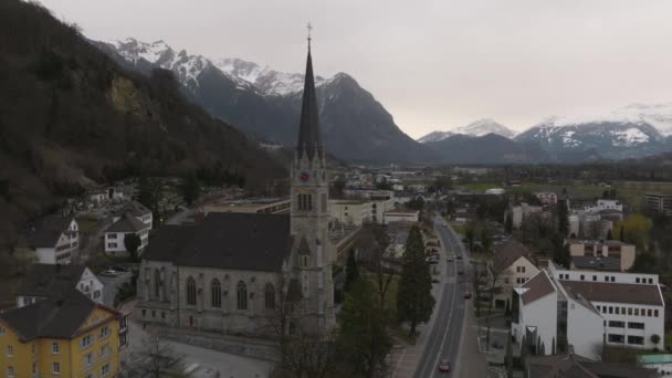 Vista Aérea Vaduz Capital Liechtenstein Bela Cidade Liechtenstein — Vídeo de Stock