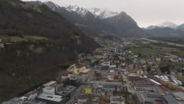 Vista Aérea Vaduz Capital Liechtenstein Bela Cidade Liechtenstein — Vídeo de Stock