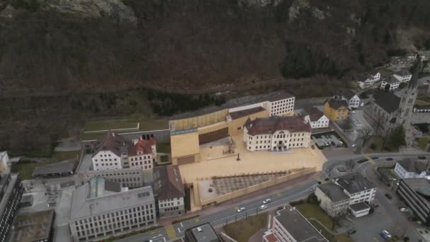 Widok Lotu Ptaka Vaduz Stolicę Liechtensteinu Piękne Miasto Liechtenstein — Wideo stockowe
