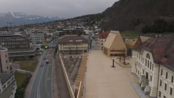 Vaduz Havadan Görünüşü Liechtenstein Başkenti Güzel Şehir Lihtenştayn — Stok video