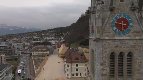 Vista Aérea Vaduz Capital Liechtenstein Bela Cidade Liechtenstein — Vídeo de Stock