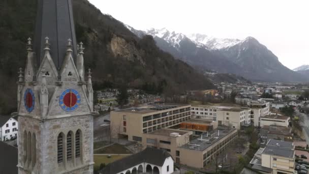 Widok Lotu Ptaka Vaduz Stolicę Liechtensteinu Piękne Miasto Liechtenstein — Wideo stockowe