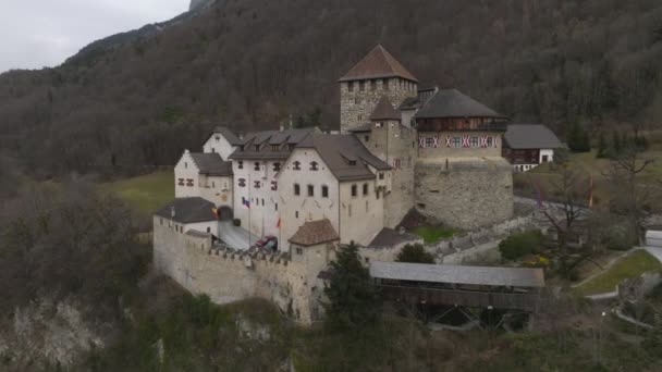Aerial View Vaduz Capital Liechtenstein Beautiful Castle Liechtenstein — 비디오
