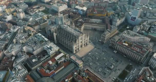 Aerial View Milan City Flying Milan City Center People Walking — Vídeo de Stock