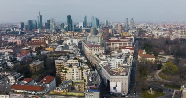 Vue Aérienne Ville Milan Haut Vue Panoramique Centre Affaires Milan — Video