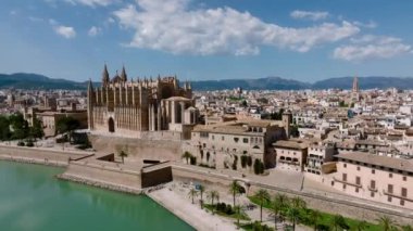 Aerial view of La Seu, the gothic medieval cathedral of Palma de Mallorca in Spain