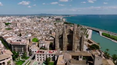Aerial view of La Seu, the gothic medieval cathedral of Palma de Mallorca in Spain