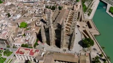 Aerial view of La Seu, the gothic medieval cathedral of Palma de Mallorca in Spain