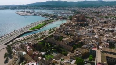 Aerial view of La Seu, the gothic medieval cathedral of Palma de Mallorca in Spain