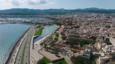 Aerial view of La Seu, the gothic medieval cathedral of Palma de Mallorca in Spain