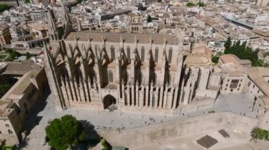 La Seu 'nun havadan görünüşü, İspanya' daki Palma de Mallorca 'nın ortaçağ katedrali