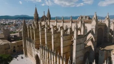 La Seu 'nun havadan görünüşü, İspanya' daki Palma de Mallorca 'nın ortaçağ katedrali