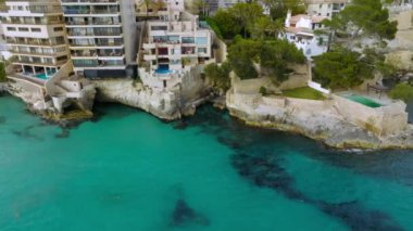 Birds-eye panoramic view on the island Mallorca, port and sea, town Palma-de-Mallorca.